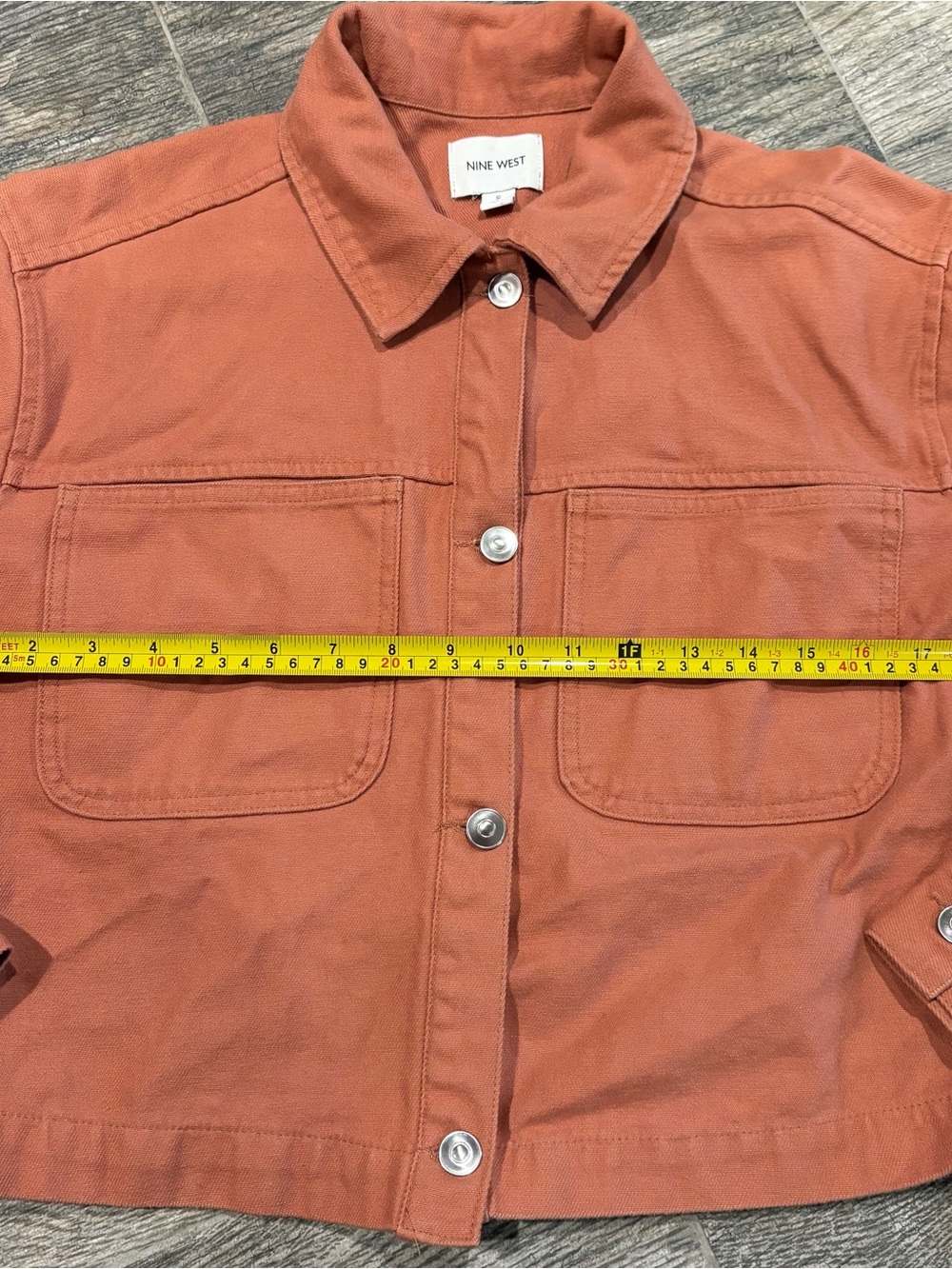 Nine West Rust Orange Denim Cropped Jean Jacket sz S - Picture 7 of 8